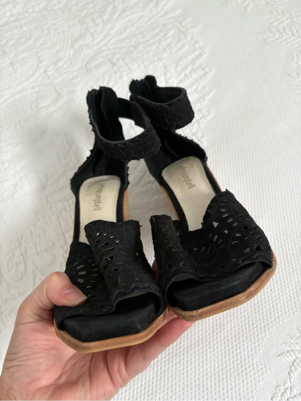 Jeffrey Campbell Del Sol wedges laser cut suede size 7.5